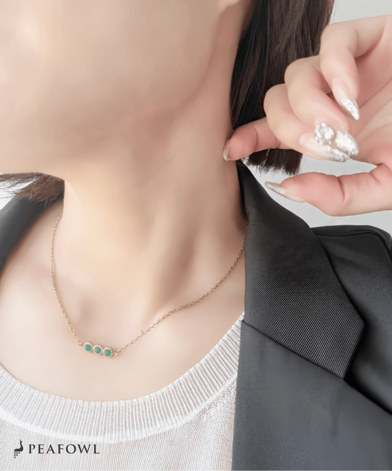 Trio Stone Necklace - peafowl