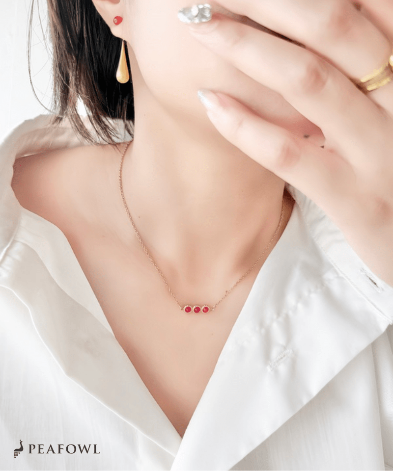 Trio Stone Necklace - peafowl