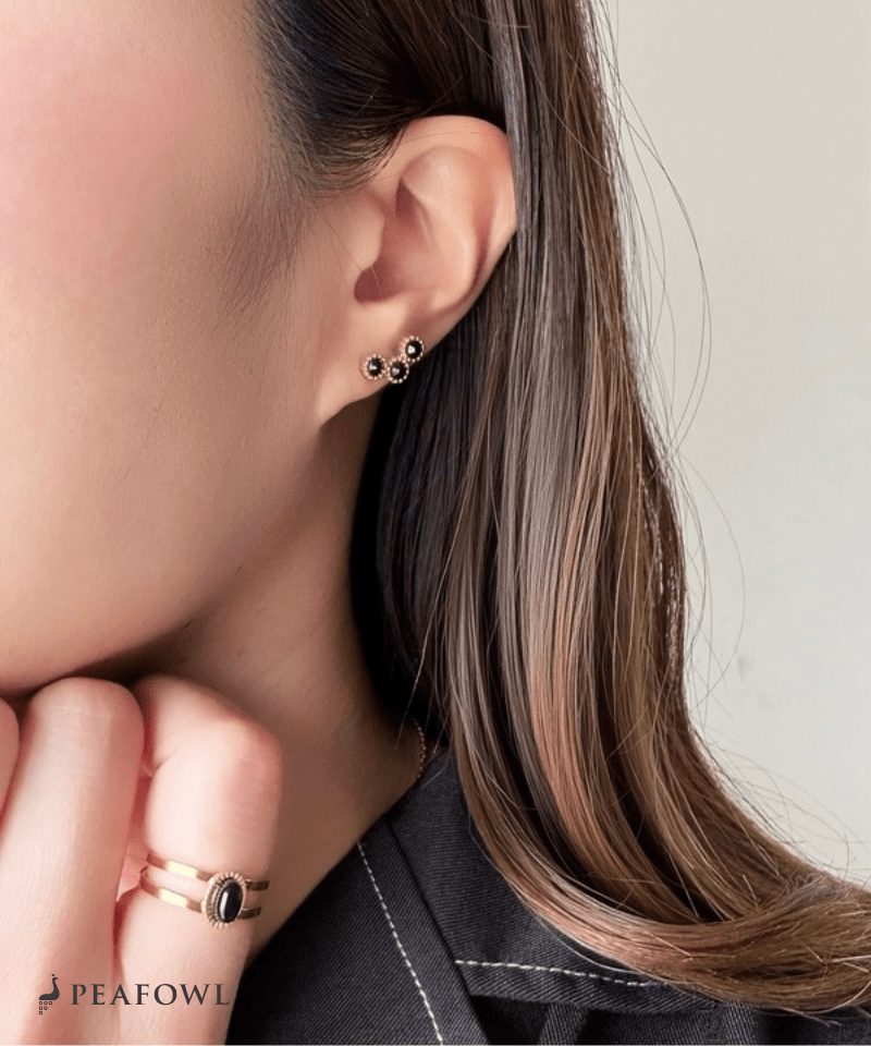 Triple Stone Pierce - peafowl