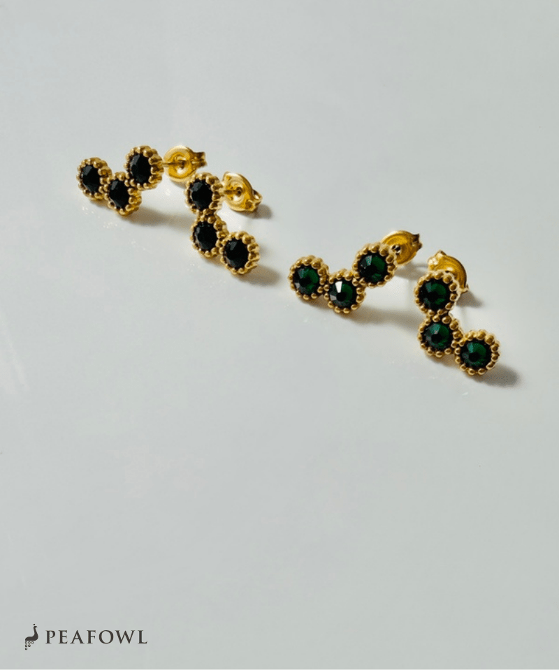 Triple Stone Pierce - peafowl