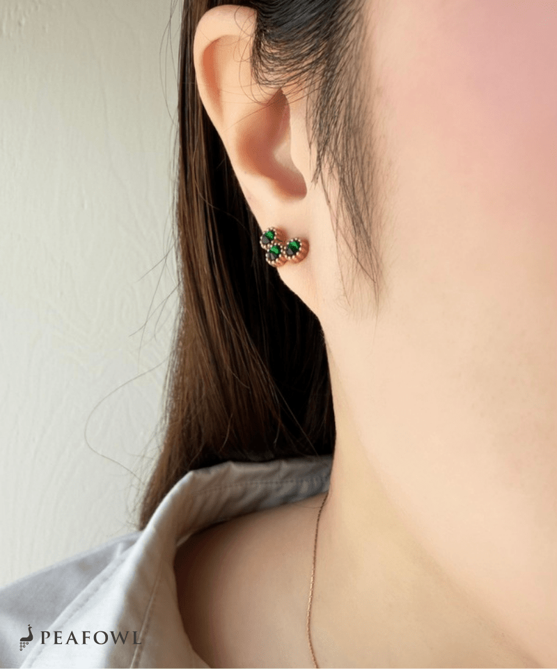 Triple Stone Pierce - peafowl