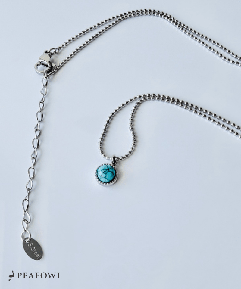 Turquoise Round Necklace - peafowl