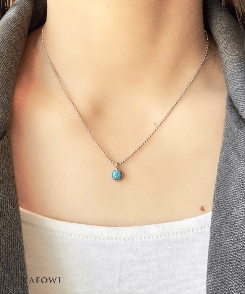Turquoise Round Necklace - peafowl