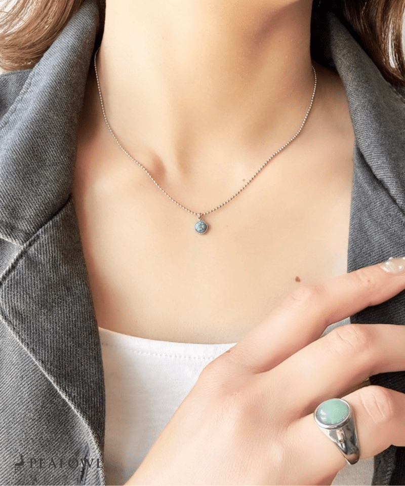 Turquoise Round Necklace - peafowl