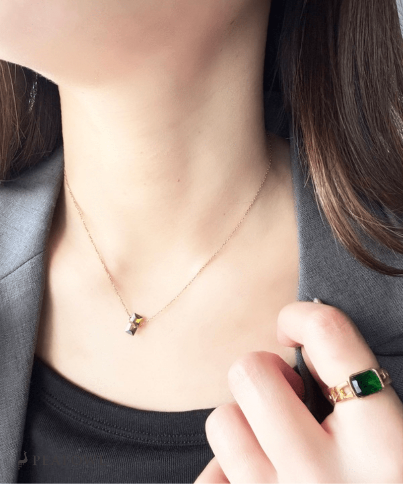 Vertical Green Zircon Necklace - peafowl