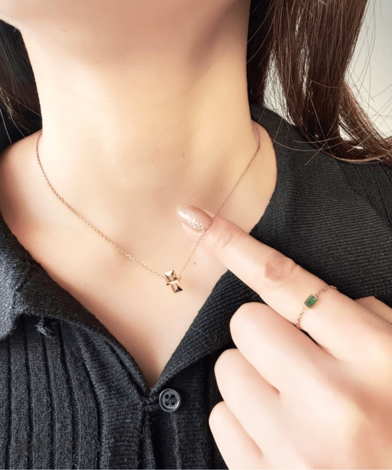 Vertical Green Zircon Necklace - peafowl