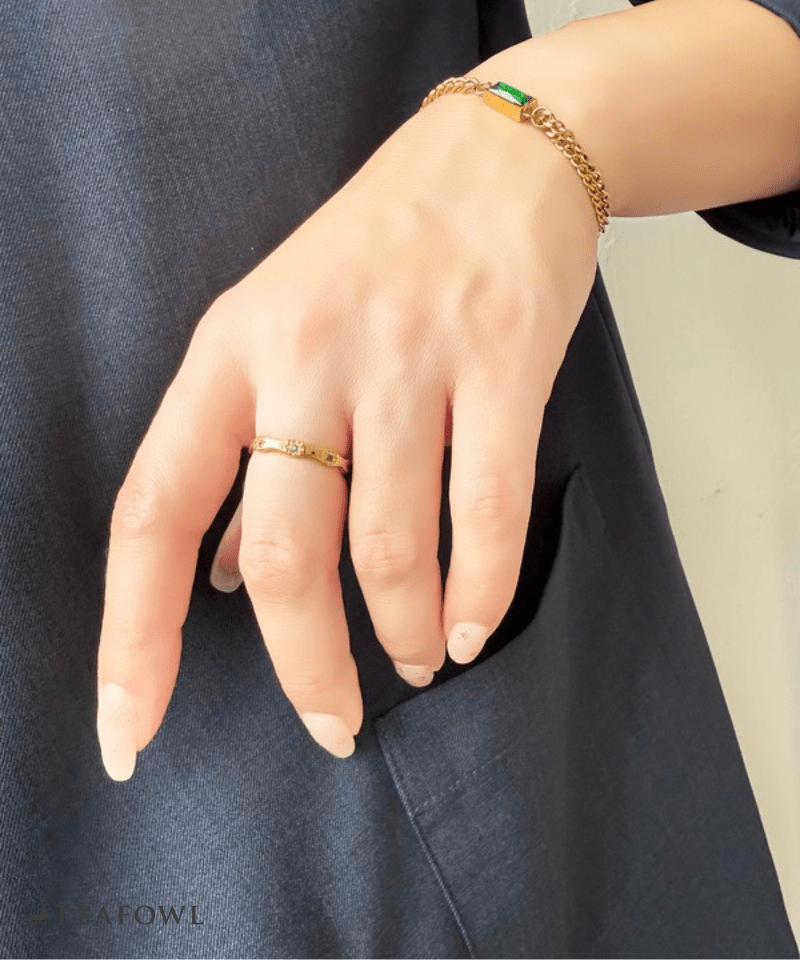 Wave Stone Ring - peafowl