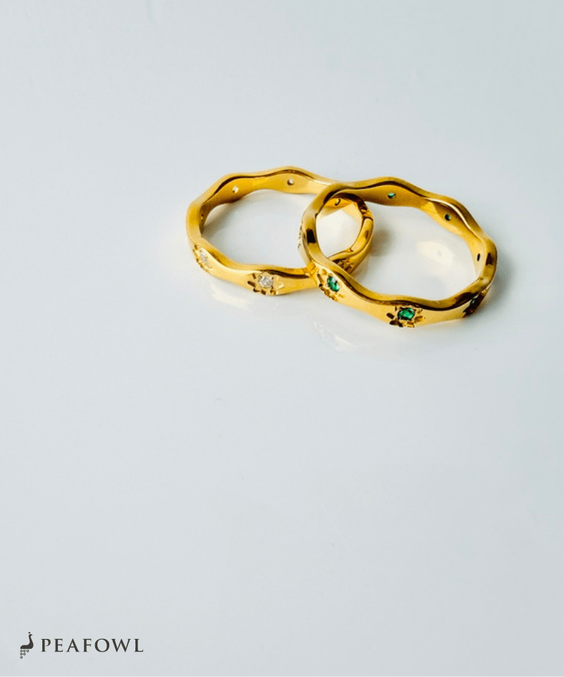 Wave Stone Ring - peafowl