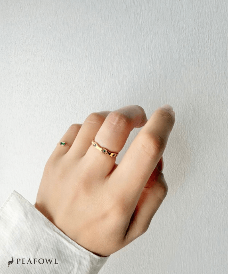 Wave Stone Ring - peafowl