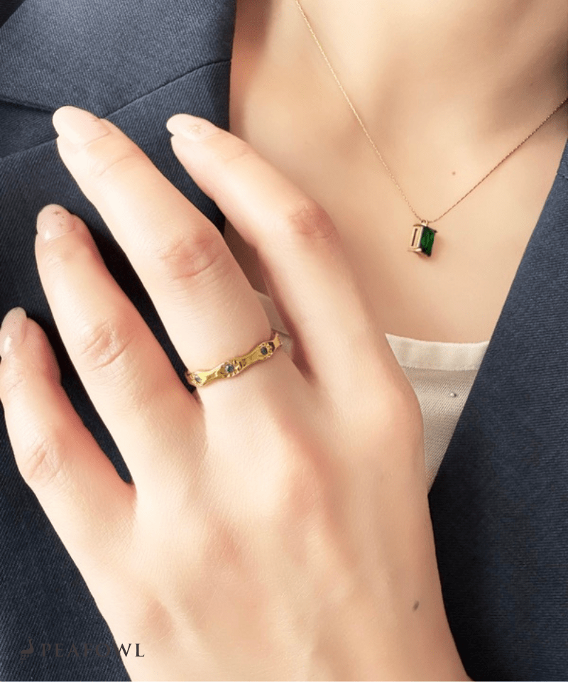 Wave Stone Ring - peafowl
