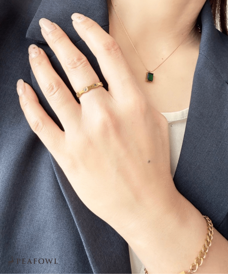 Wave Stone Ring - peafowl