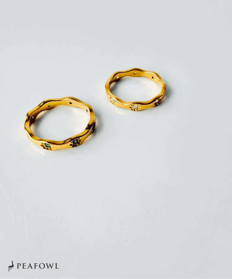 Wave Stone Ring - peafowl