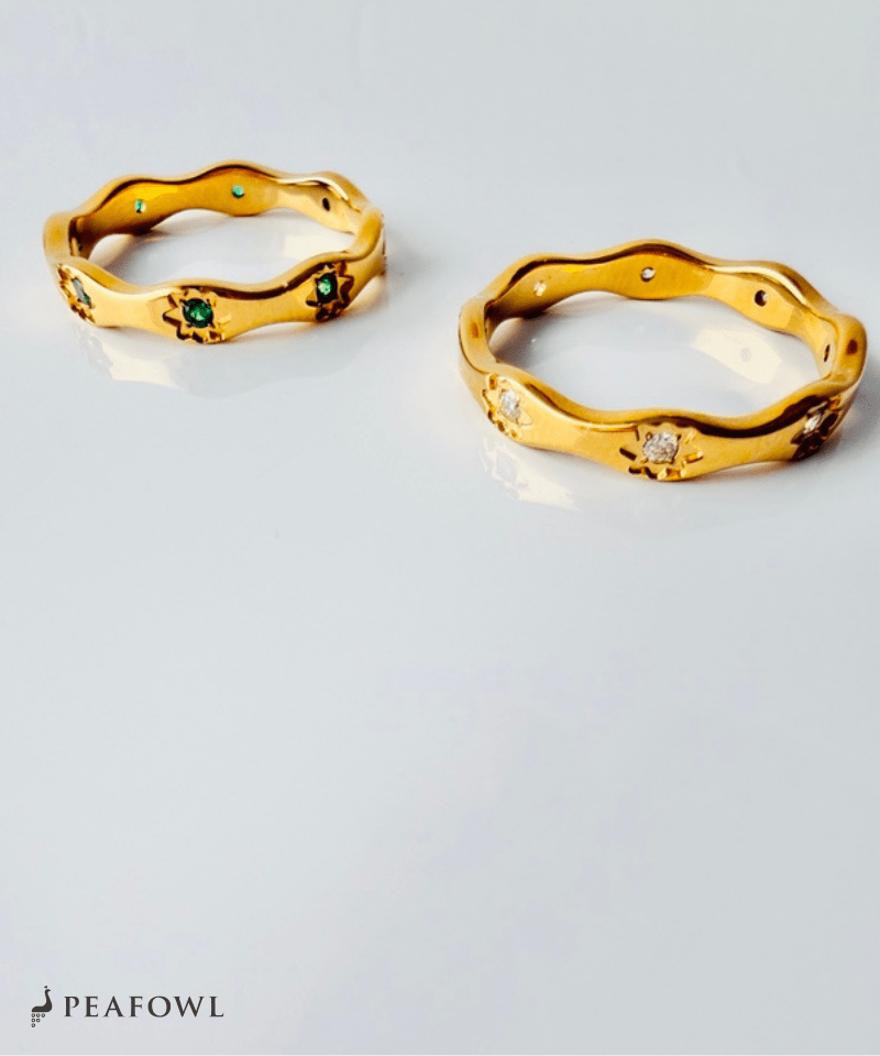 Wave Stone Ring - peafowl