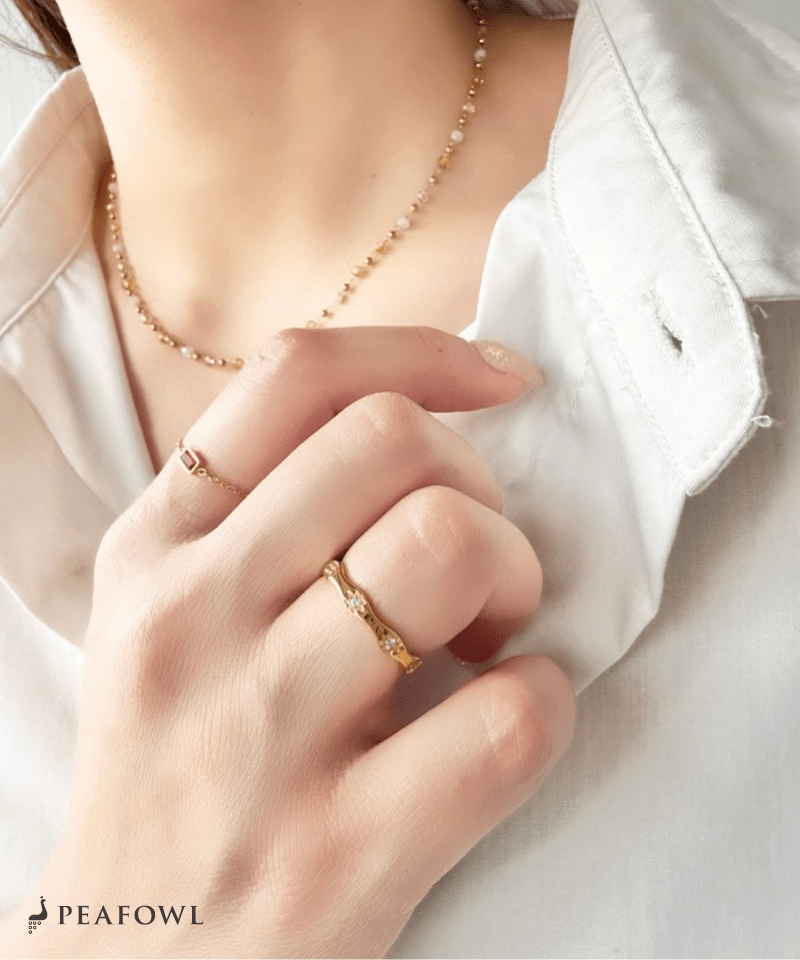 Wave Stone Ring - peafowl