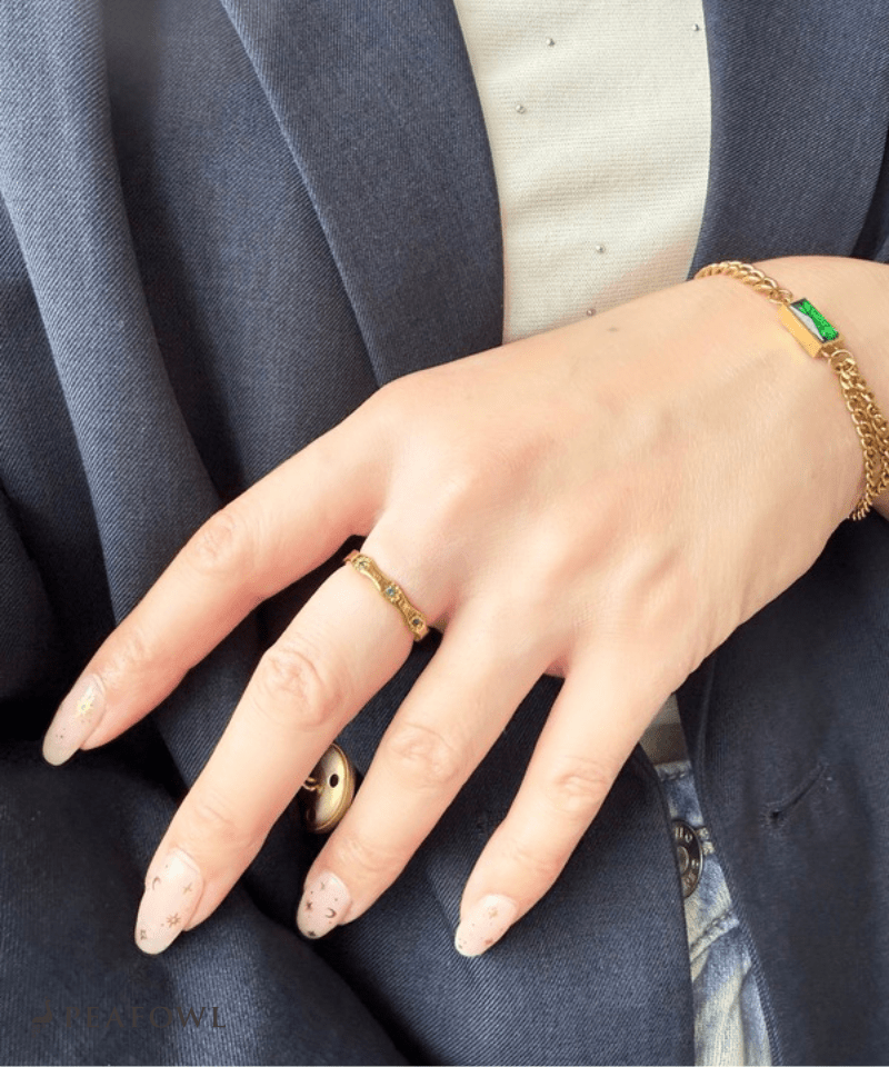 Wave Stone Ring - peafowl