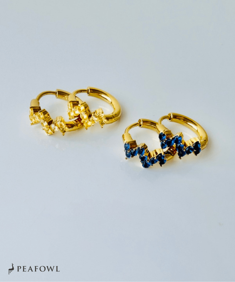 Wave Zircon Hoop Pierce - peafowl
