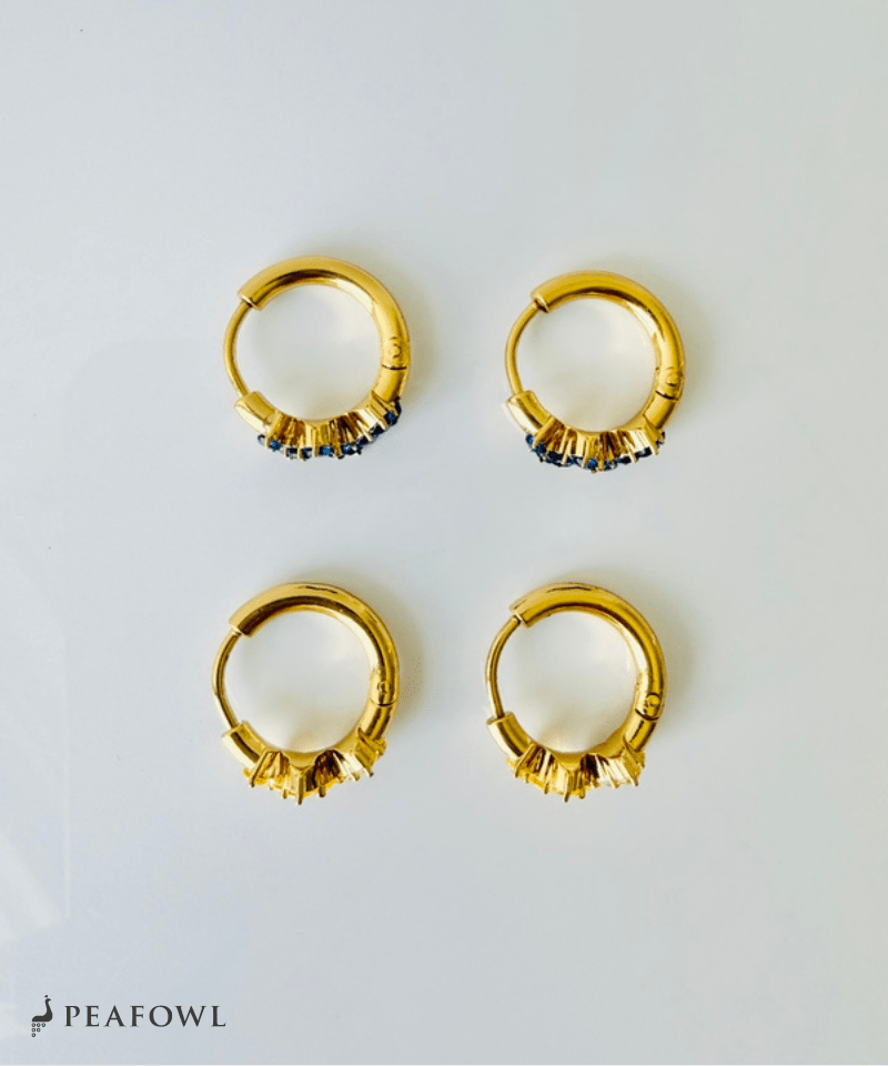 Wave Zircon Hoop Pierce - peafowl