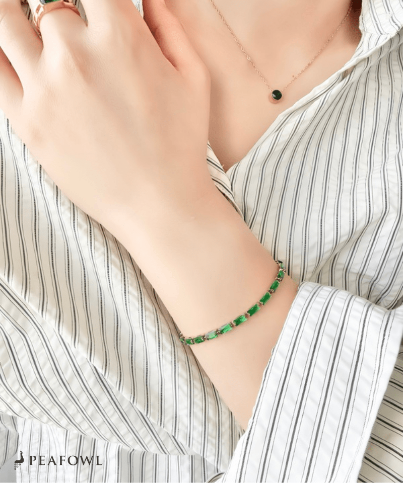 Zircon Cube Bracelet - peafowl