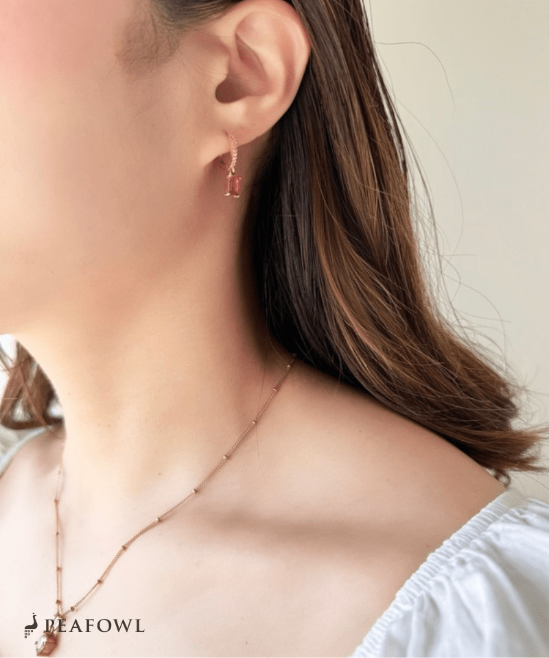Zircon Hoop Pierce - peafowl