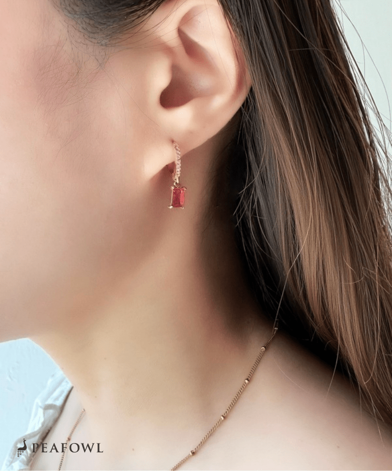 Zircon Hoop Pierce - peafowl